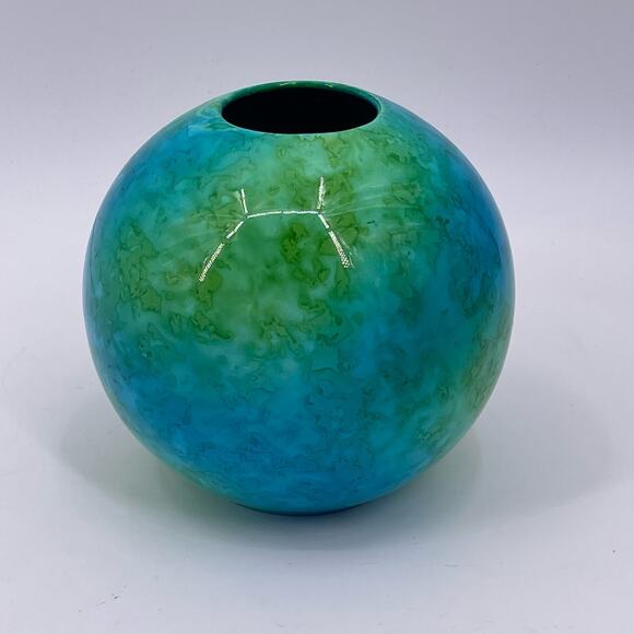 Otagiri Other - Vintage Otagiri Blue Green Round Vase 5.5 x 6 inches Decorative Made in Japan